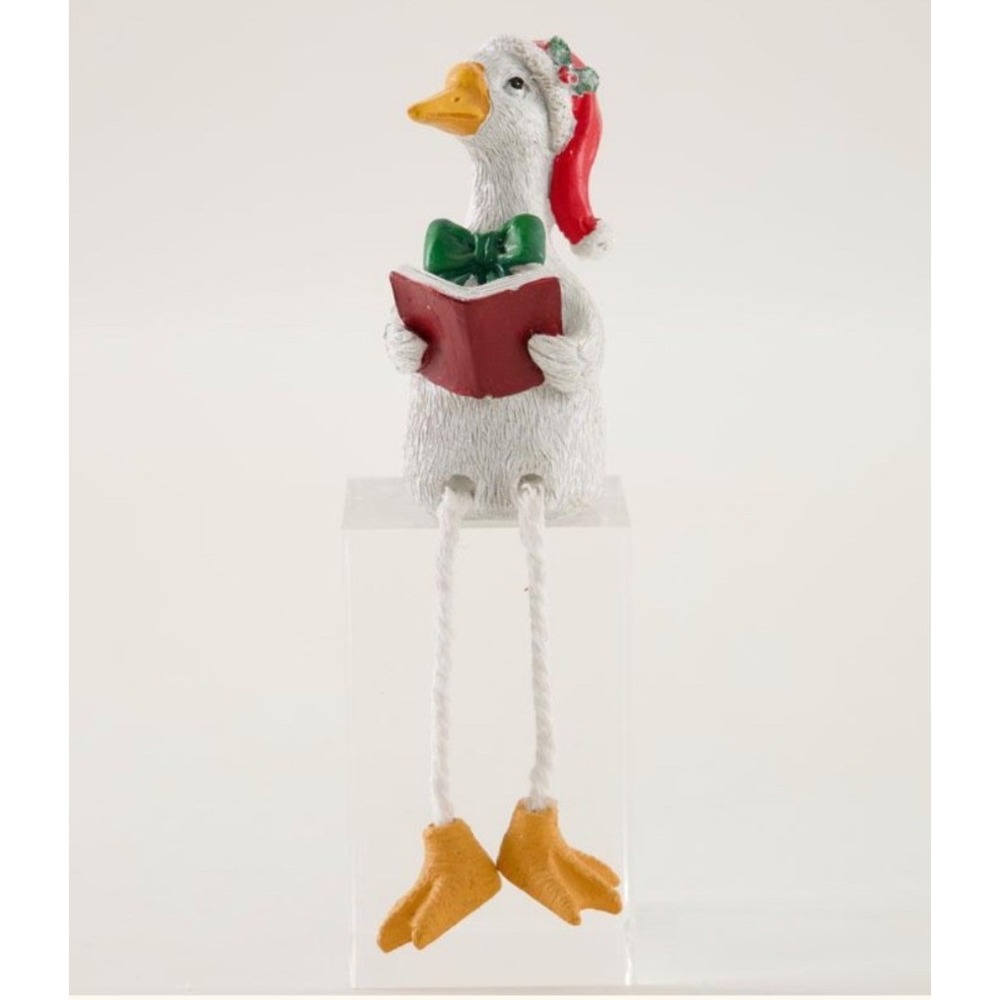 Cracker Barrel Christmas Duck Shelf Sitter Figurine White Red Farmhouse Mini 3"
